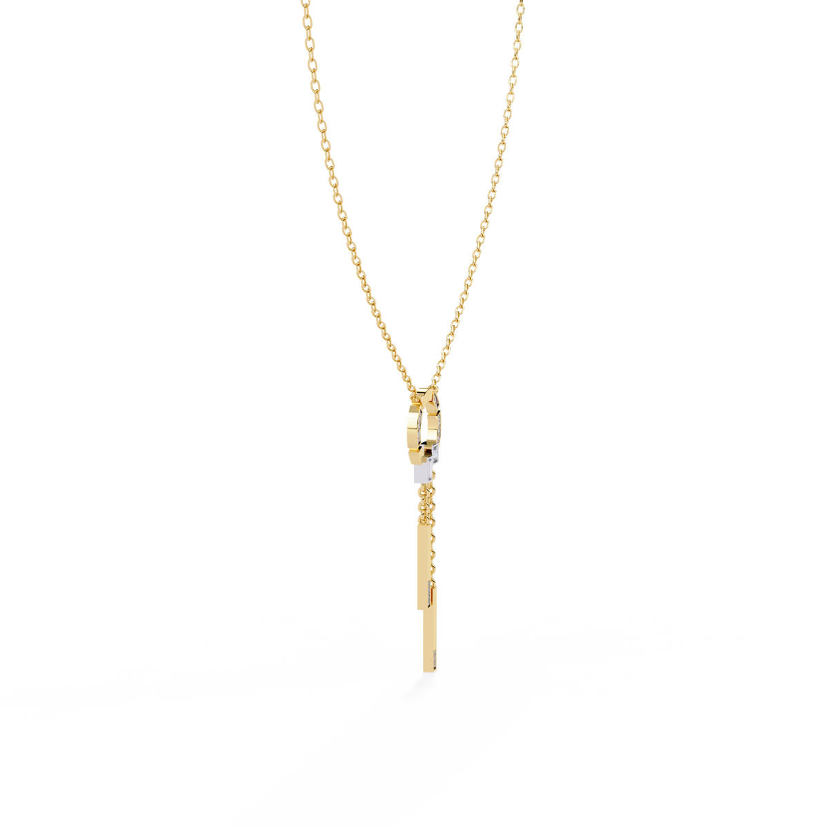 Yellow Gold Orbita Dual Drop Diamond Necklace