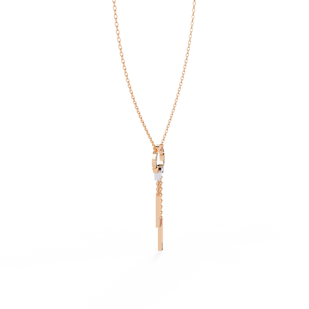 Rose Gold Orbita Dual Drop Diamond Necklace