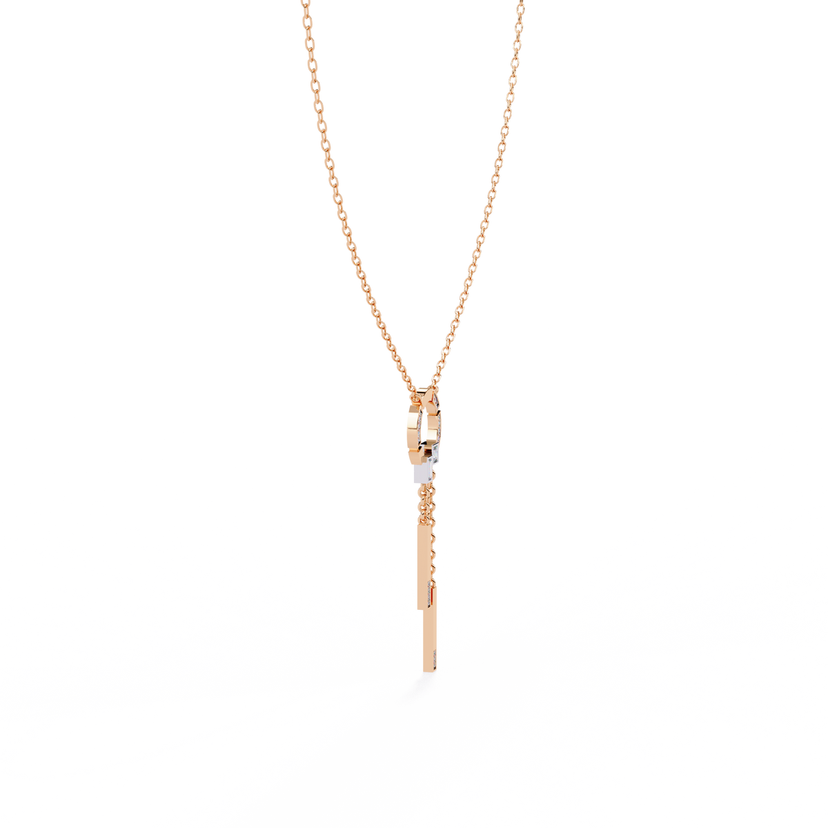 Rose Gold Orbita Dual Drop Diamond Necklace
