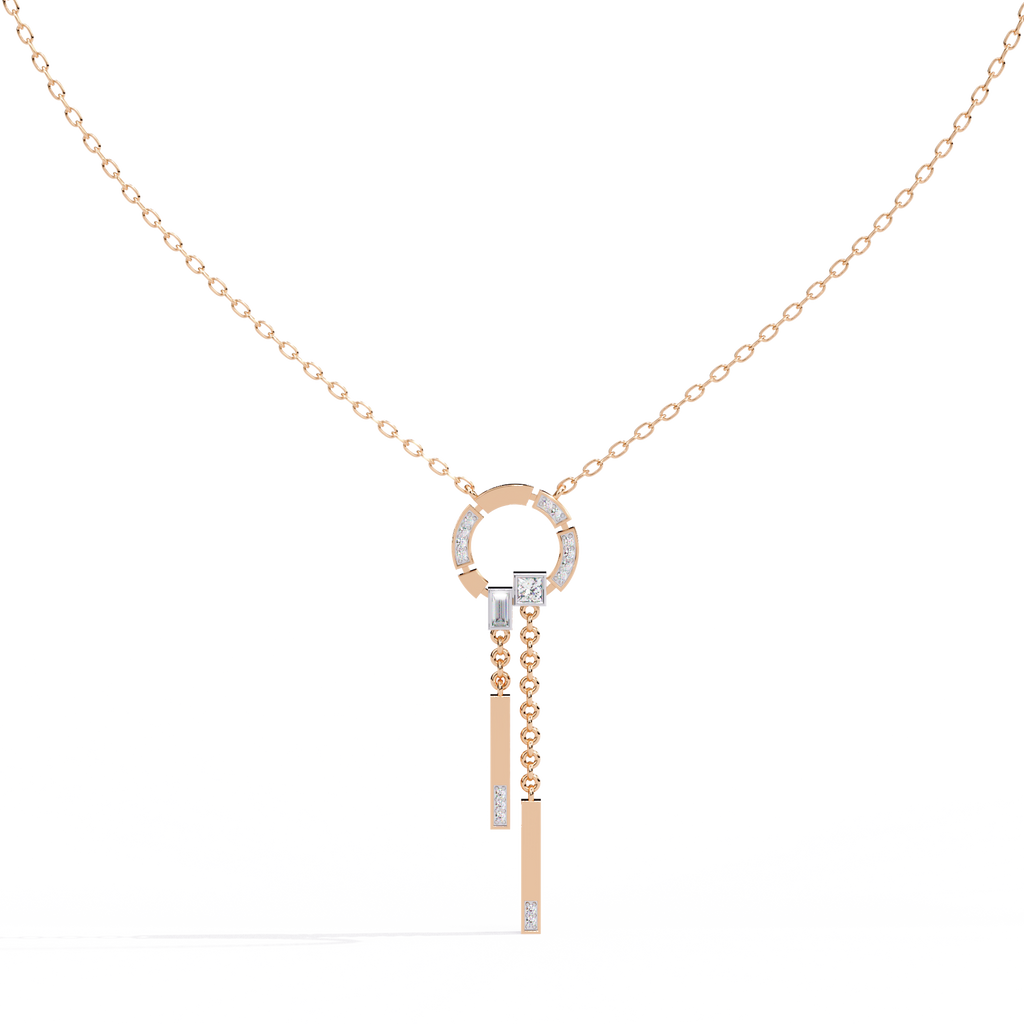 Rose Gold Orbita Dual Drop Diamond Necklace