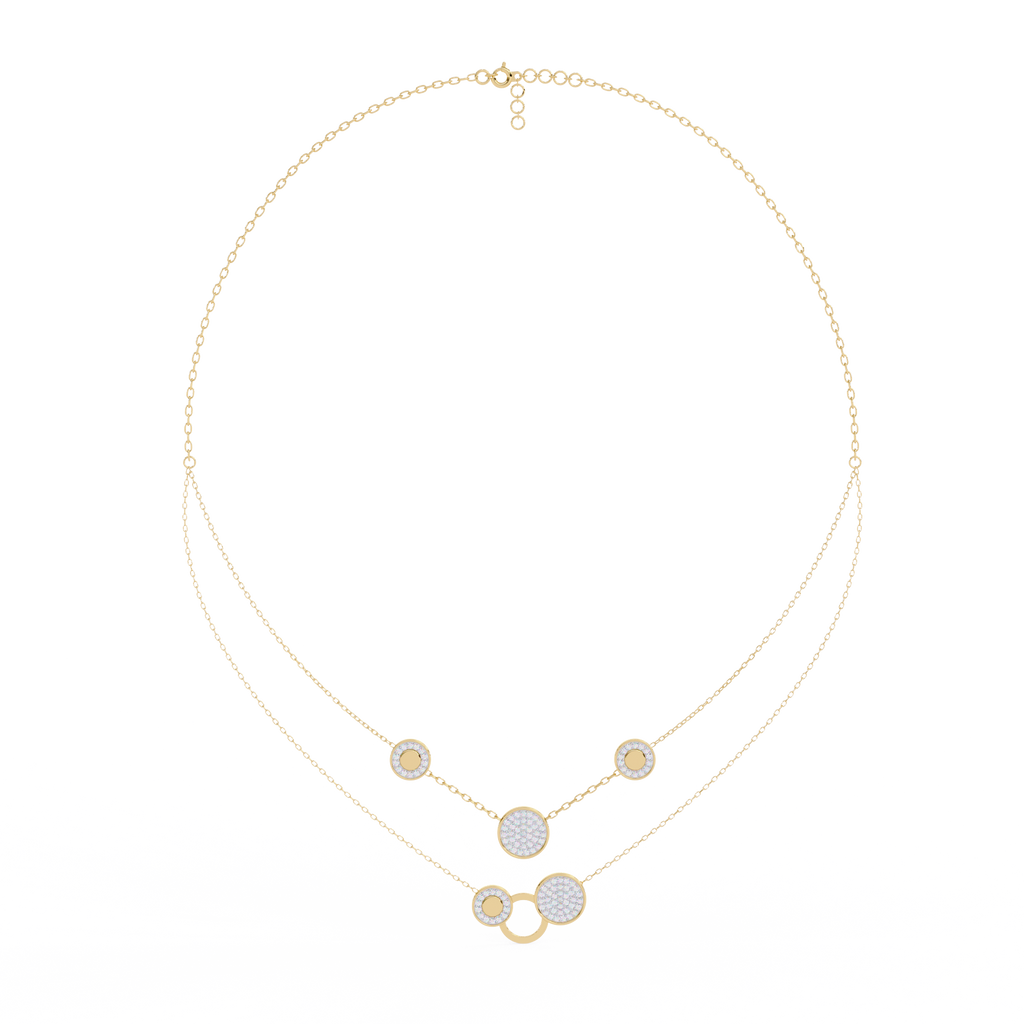 Yellow Gold Celeste Circle Layer Diamond Necklace