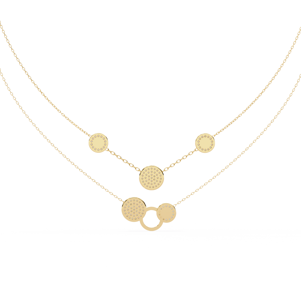 Yellow Gold Celeste Circle Layer Diamond Necklace