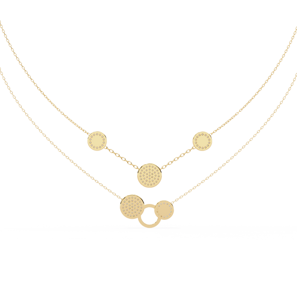 Yellow Gold Celeste Circle Layer Diamond Necklace
