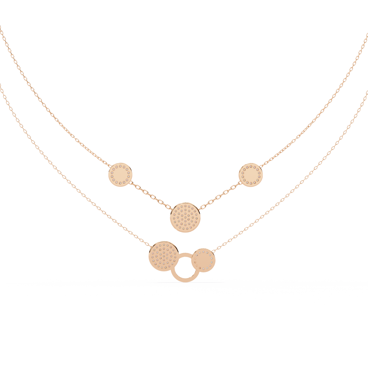 Rose Gold Celeste Circle Layer Diamond Necklace
