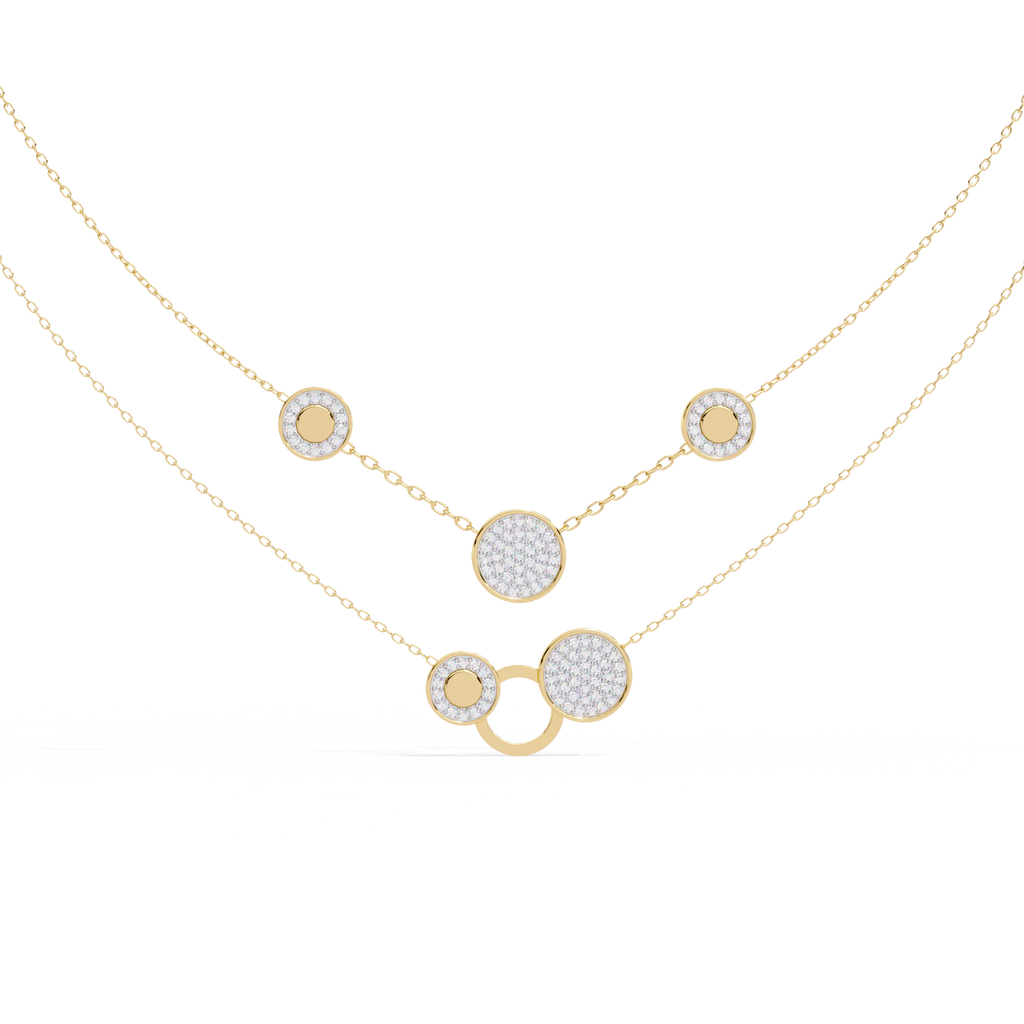 Yellow Gold Celeste Circle Layer Diamond Necklace