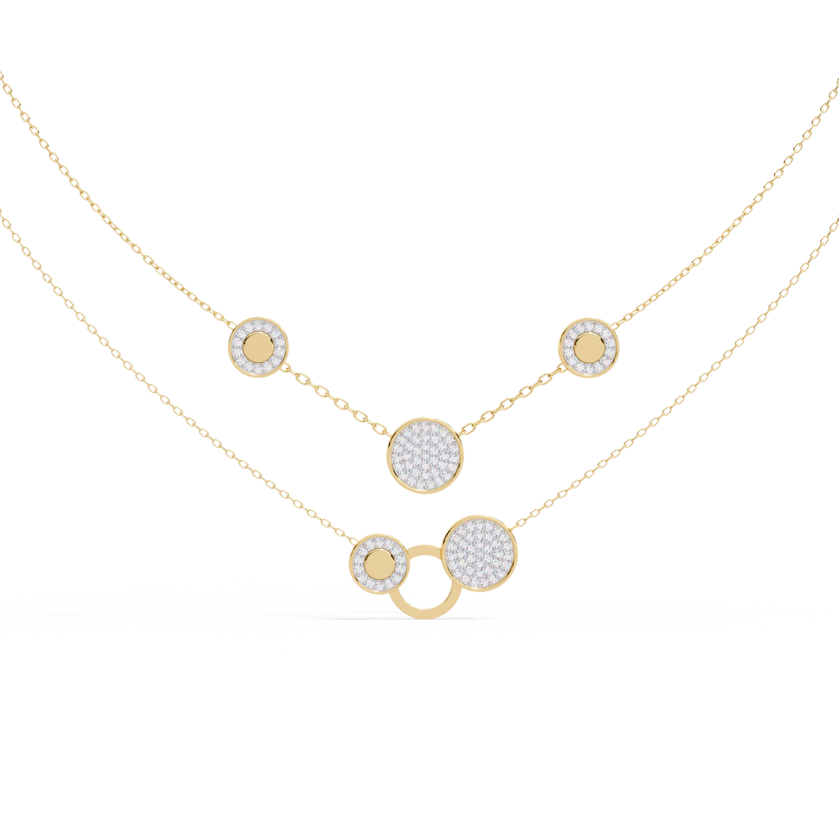 Yellow Gold Celeste Circle Layer Diamond Necklace