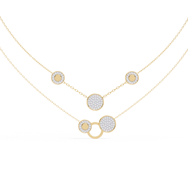 Yellow Gold Celeste Circle Layer Diamond Necklace
