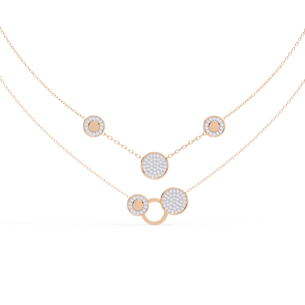 Rose Gold Celeste Circle Layer Diamond Necklace