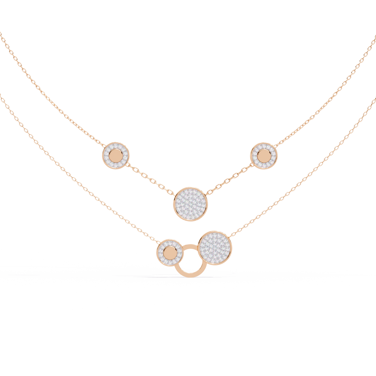 Rose Gold Celeste Circle Layer Diamond Necklace