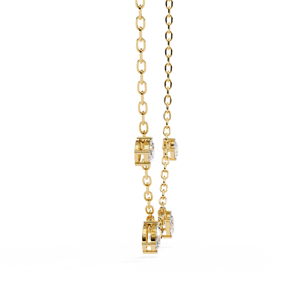 Yellow Gold Dewdrop Floating Diamond Necklace