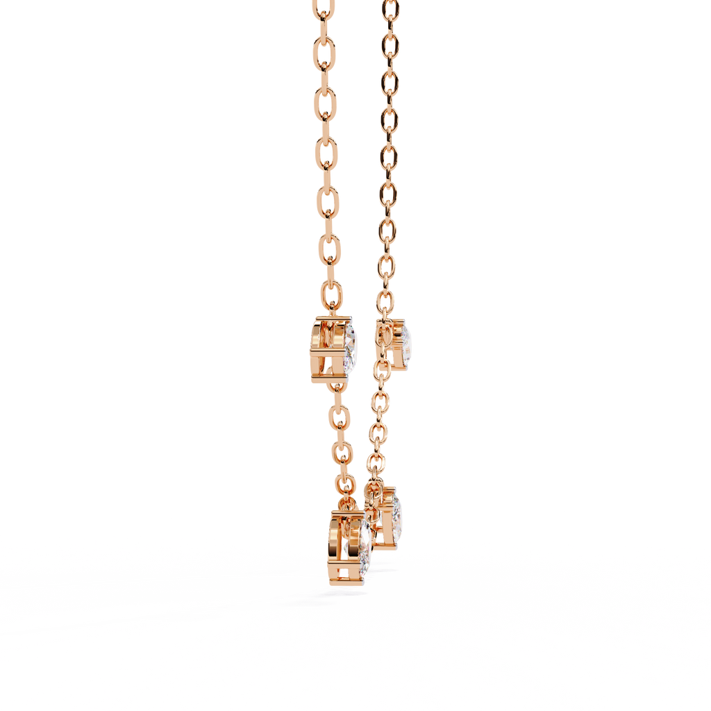 Four Bezel Set Oval Cut Natural Diamond Necklace