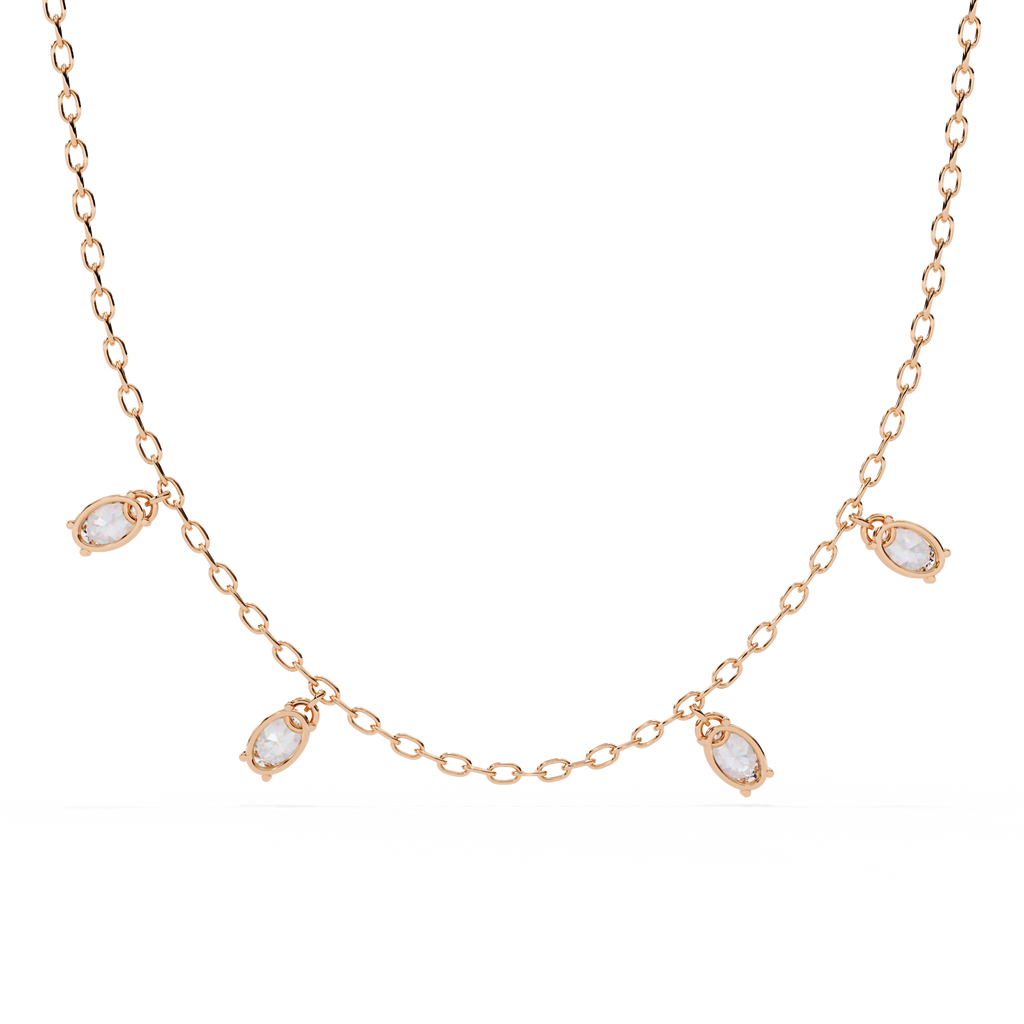 Rose Gold Dewdrop Floating Diamond Necklace