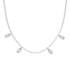 Four Bezel Set Oval Cut Natural Diamond Necklace