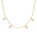 Four Bezel Set Oval Cut Natural Diamond Necklace