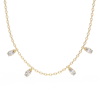 Four Bezel Set Oval Cut Natural Diamond Necklace