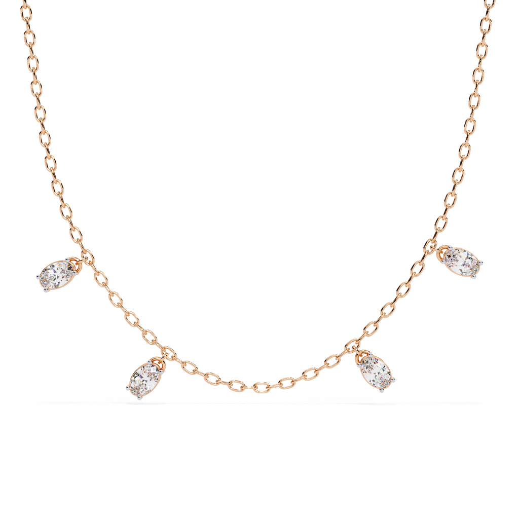 Rose Gold Dewdrop Floating Diamond Necklace