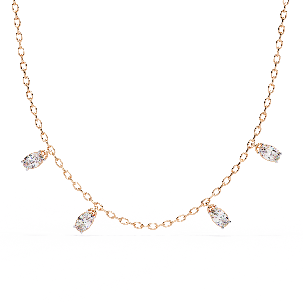 Rose Gold Dewdrop Floating Diamond Necklace