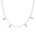 White Gold Oval Diamond Drop Station Necklace
