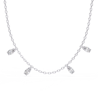 White Gold Oval Diamond Drop Station Necklace