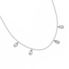 Four Bezel Set Oval Cut Natural Diamond Necklace