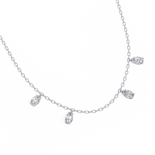Four Bezel Set Oval Cut Natural Diamond Necklace
