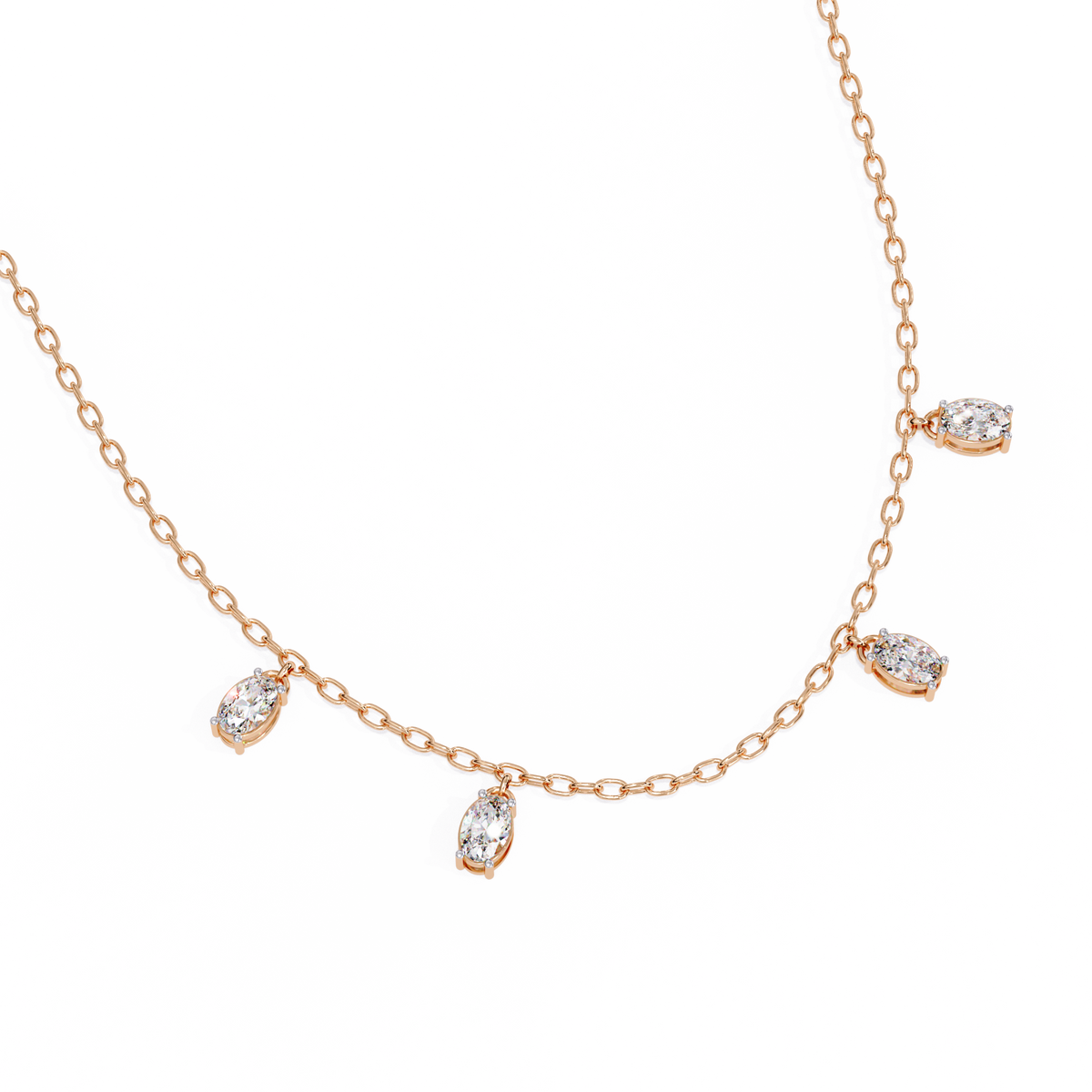 Rose Gold Dewdrop Floating Diamond Necklace