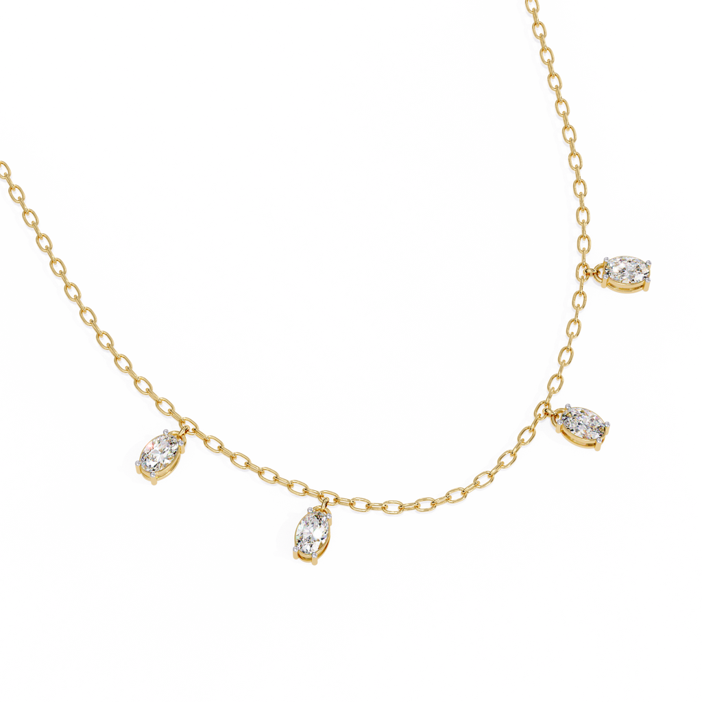 Yellow Gold Dewdrop Floating Diamond Necklace