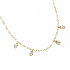 Yellow Gold Dewdrop Floating Diamond Necklace