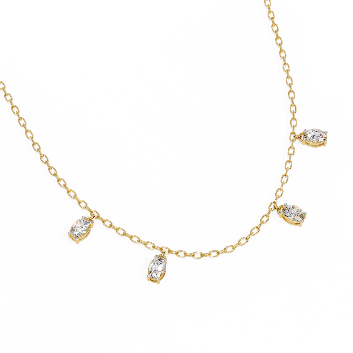 Yellow Gold Dewdrop Floating Diamond Necklace