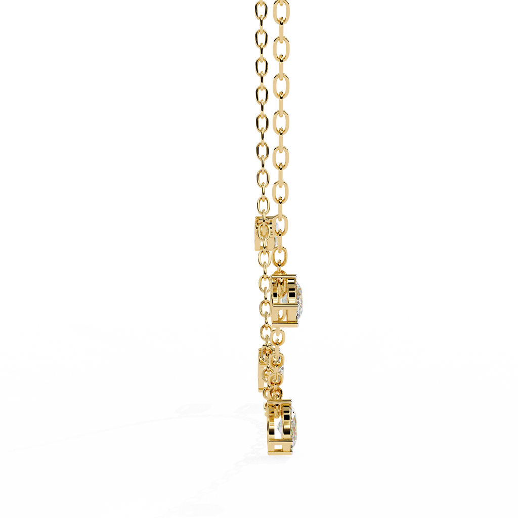 Yellow Gold Dewdrop Floating Diamond Necklace