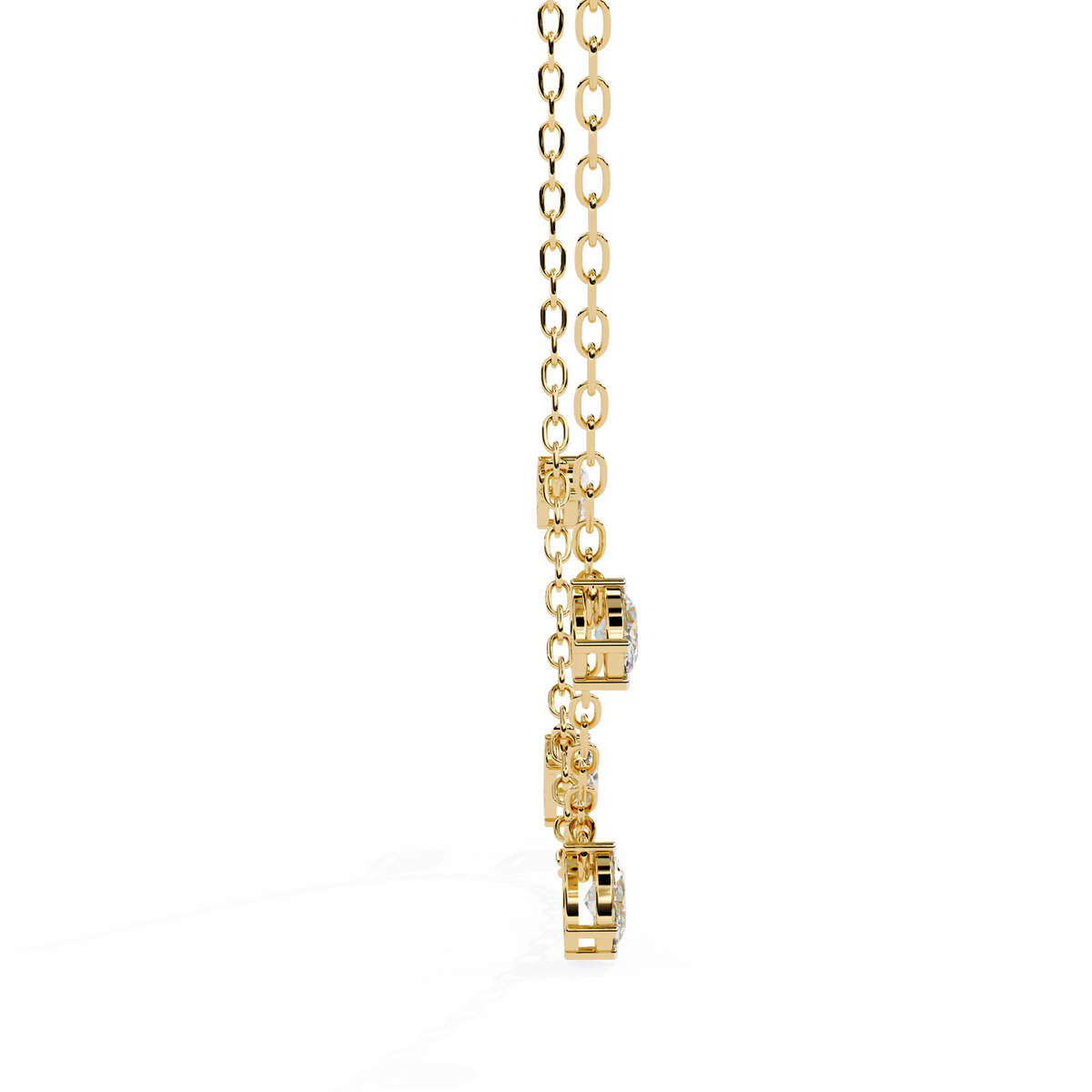 Yellow Gold Dewdrop Floating Diamond Necklace