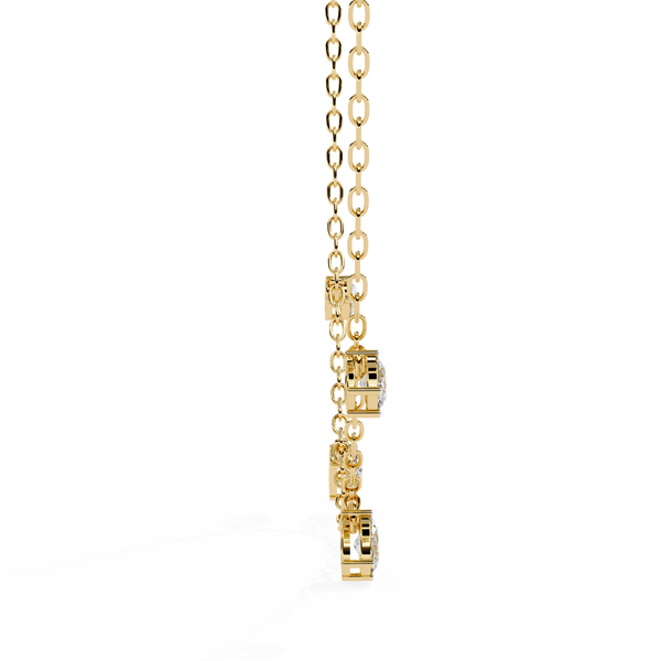 Four Bezel Set Oval Cut Natural Diamond Necklace