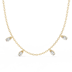 Four Bezel Set Oval Cut Natural Diamond Necklace