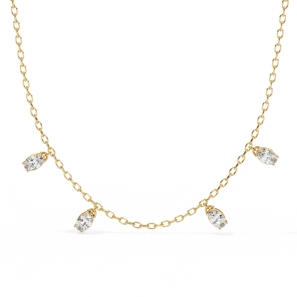 Yellow Gold Dewdrop Floating Diamond Necklace