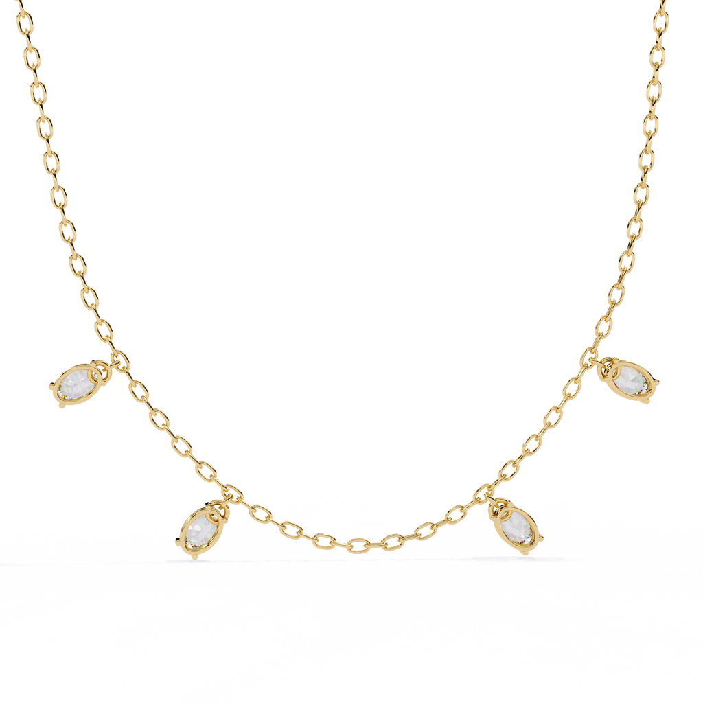Yellow Gold Dewdrop Floating Diamond Necklace
