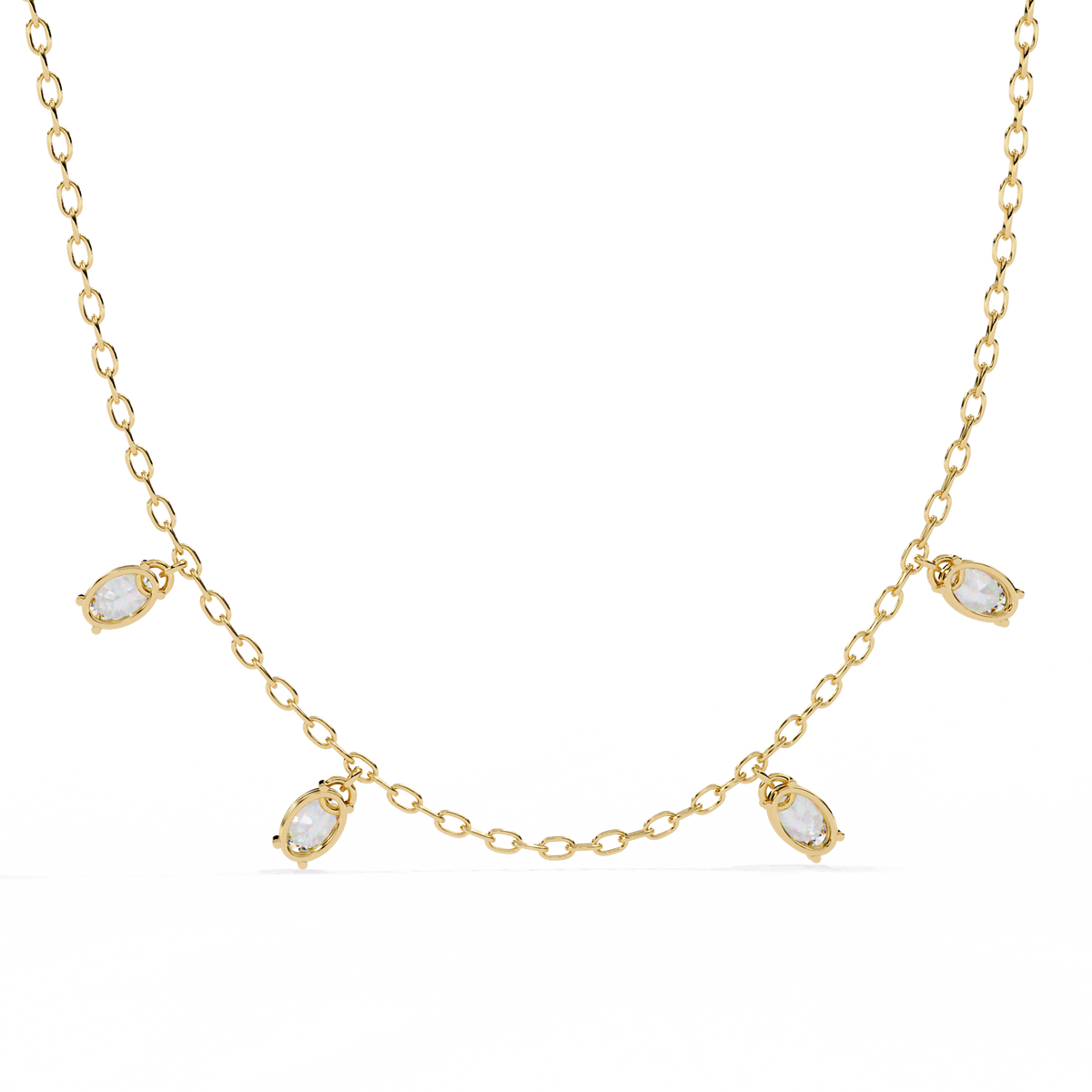 Yellow Gold Dewdrop Floating Diamond Necklace