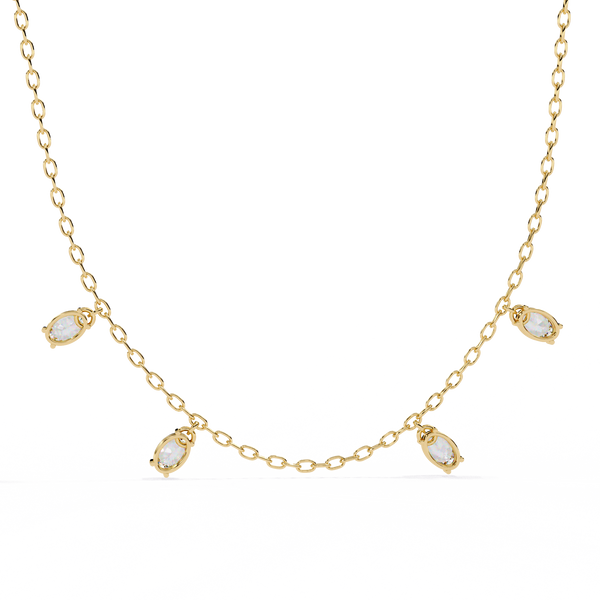 Yellow Gold Dewdrop Floating Diamond Necklace