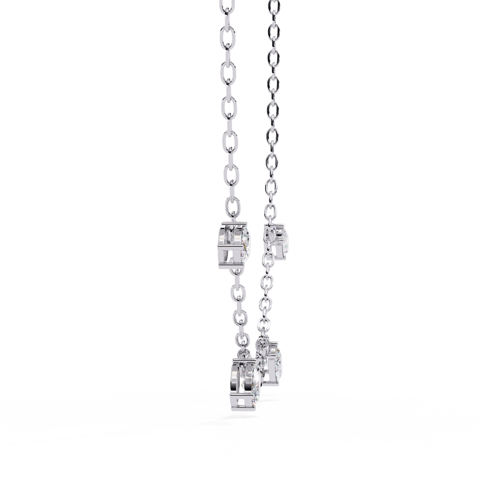 Four Bezel Set Oval Cut Natural Diamond Necklace