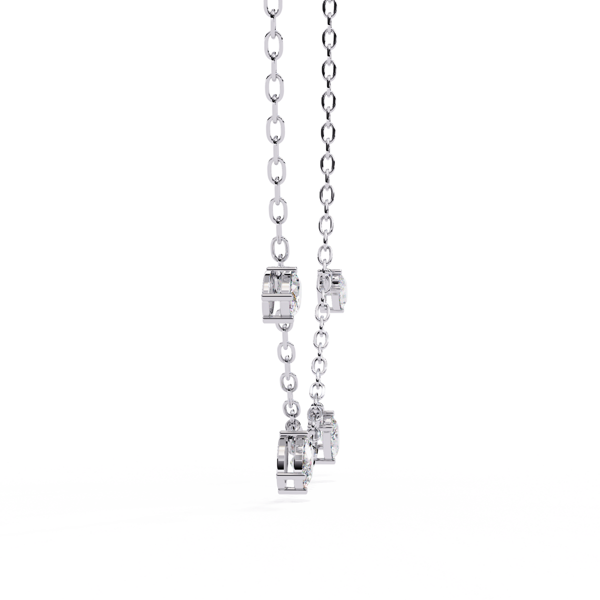 Four Bezel Set Oval Cut Natural Diamond Necklace
