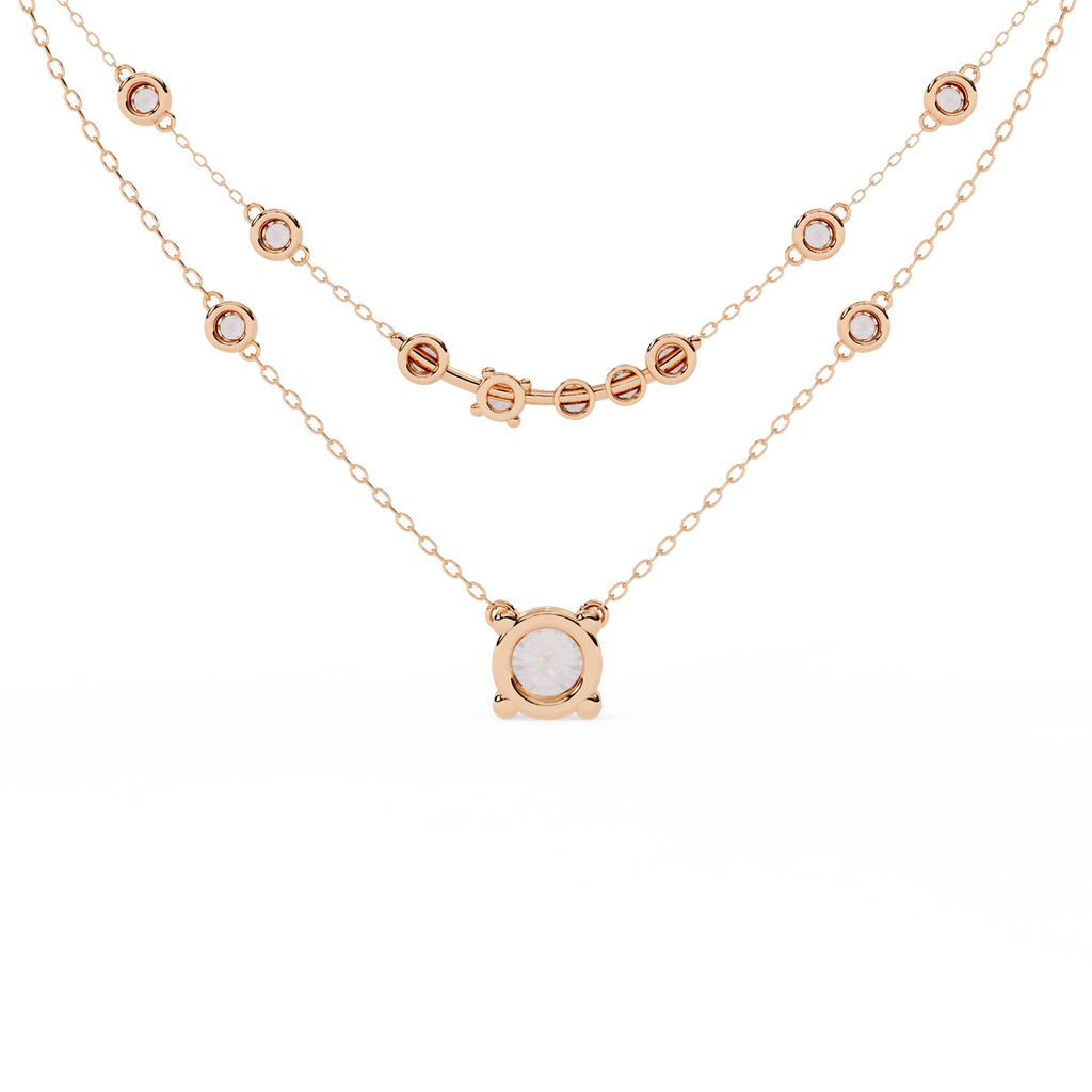 Rose Gold Lumina Solitaire Layer Diamond Necklace