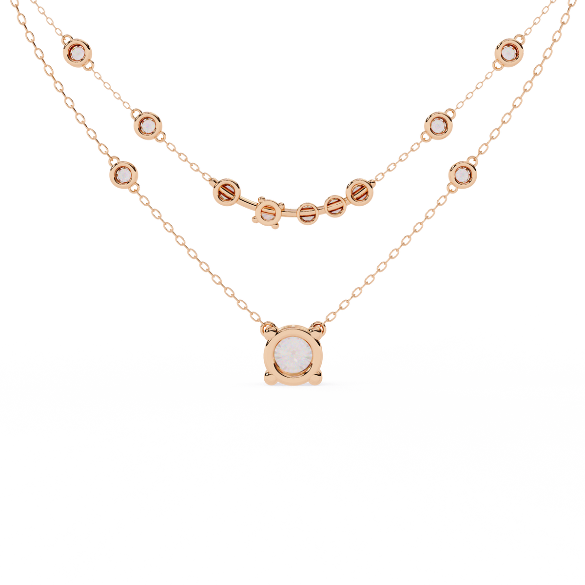 Rose Gold Lumina Solitaire Layer Diamond Necklace