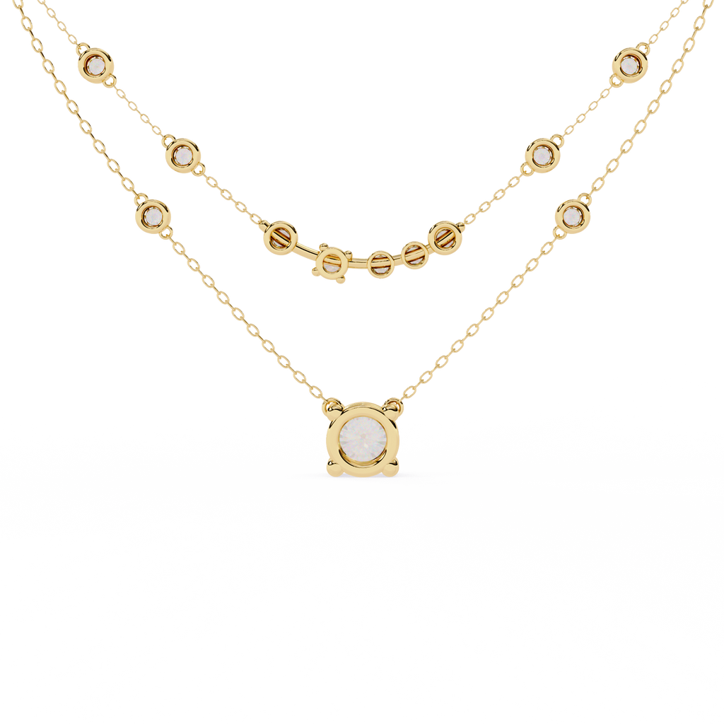 Yellow Gold Lumina Solitaire Layer Diamond Necklace