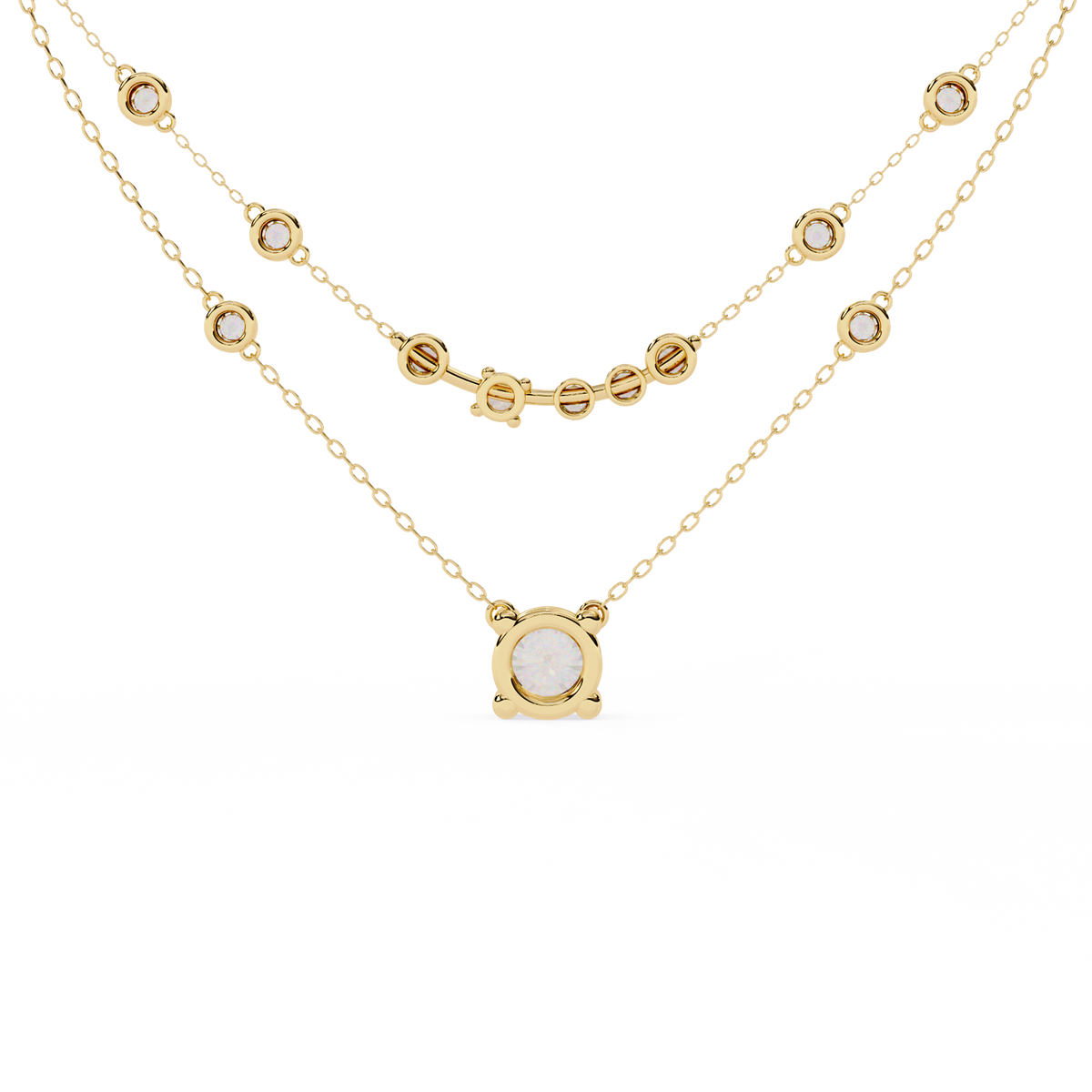 Yellow Gold Lumina Solitaire Layer Diamond Necklace