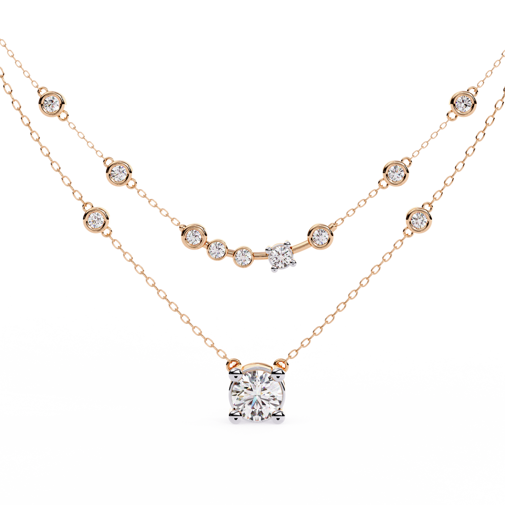 Rose Gold Lumina Solitaire Layer Diamond Necklace