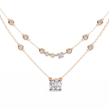 Rose Gold Lumina Solitaire Layer Diamond Necklace