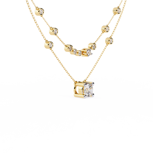 Yellow Gold Lumina Solitaire Layer Diamond Necklace