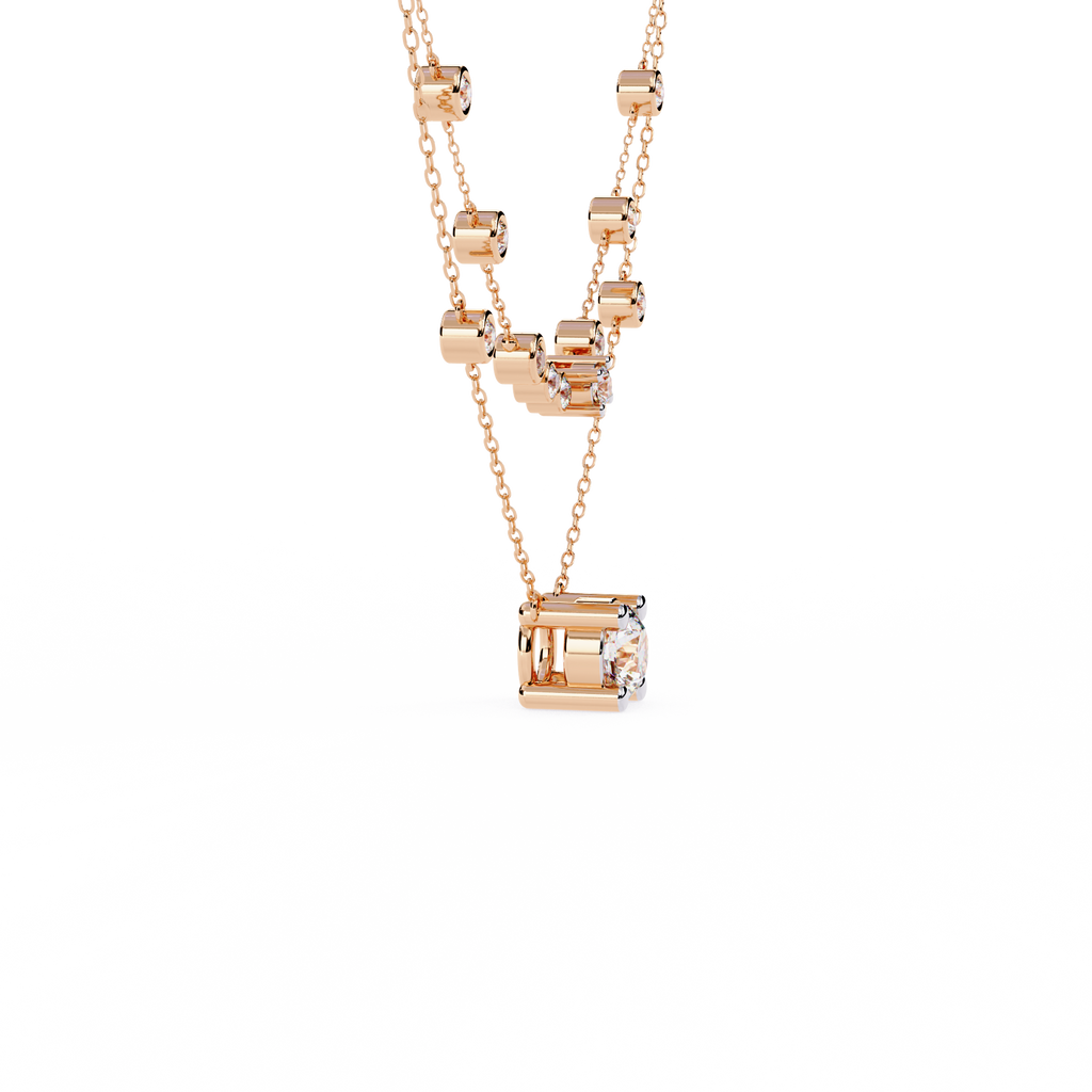 Rose Gold Lumina Solitaire Layer Diamond Necklace