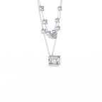 White Gold Layered Solitaire & Station Diamond Necklace