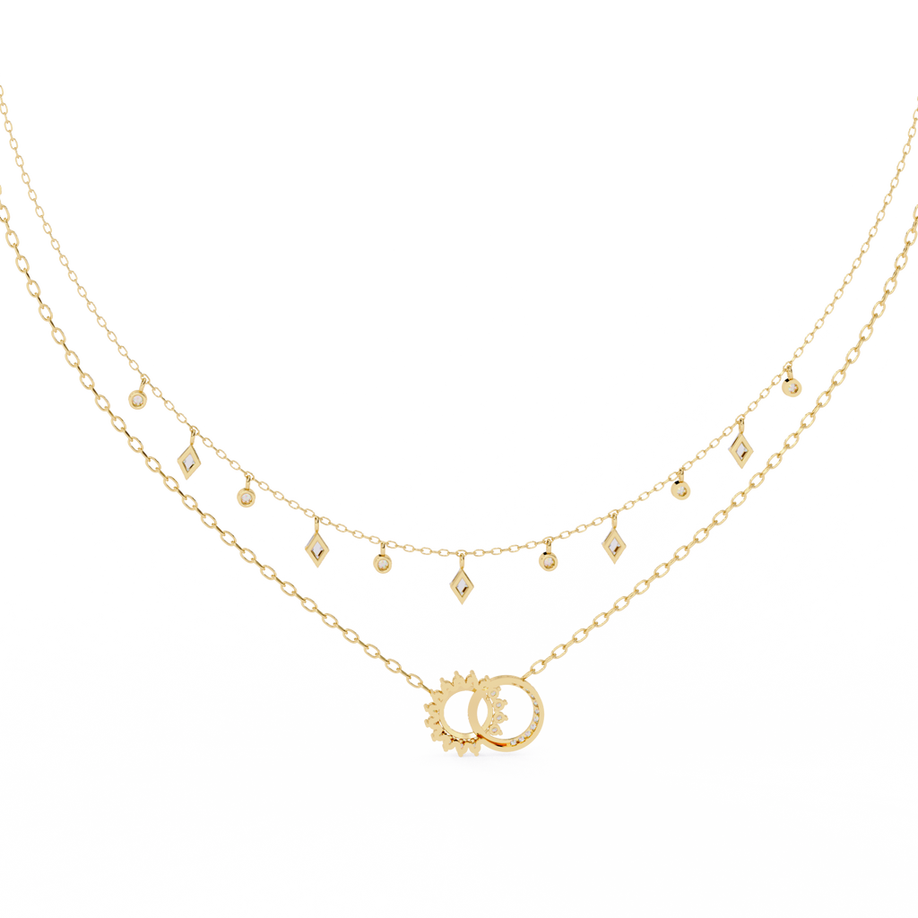 Yellow Gold Eternia Interlock Charm Diamond Necklace