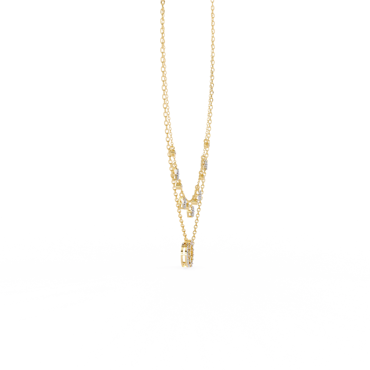 Yellow Gold Eternia Interlock Charm Diamond Necklace